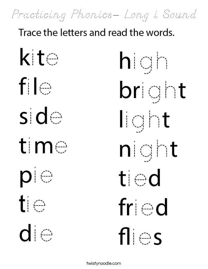 Practicing Phonics- Long i Sound Coloring Page