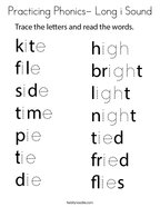Practicing Phonics- Long i Sound Coloring Page