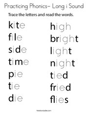 Practicing Phonics- Long i Sound Coloring Page
