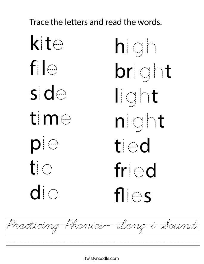 Practicing Phonics- Long i Sound Worksheet