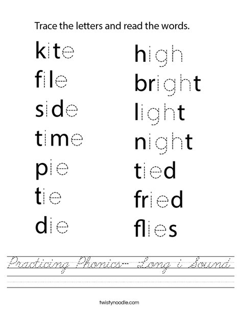 Practicing Phonics- Long i Sound Worksheet