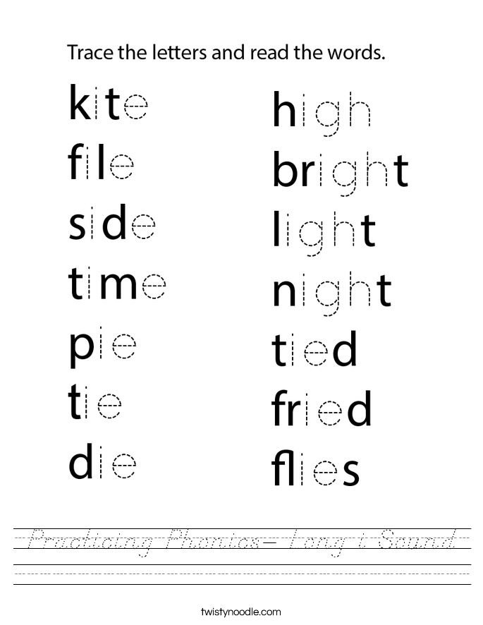 Practicing Phonics- Long i Sound Worksheet