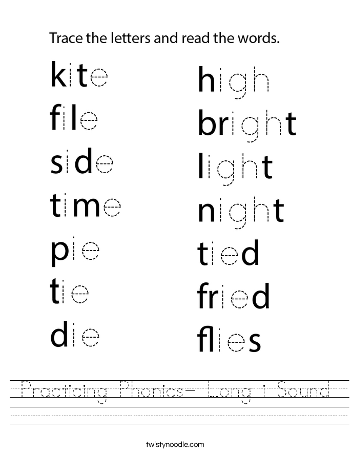 Practicing Phonics- Long i Sound Worksheet