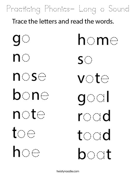 Practicing Phonics- Long o Sound Coloring Page