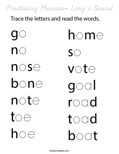 Practicing Phonics- Long o Sound Coloring Page
