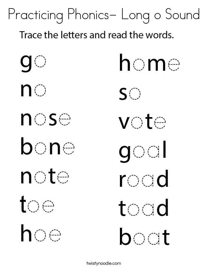 Practicing Phonics- Long o Sound Coloring Page