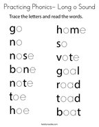 Practicing Phonics- Long o Sound Coloring Page