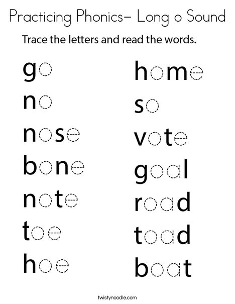 Practicing Phonics- Long o Sound Coloring Page