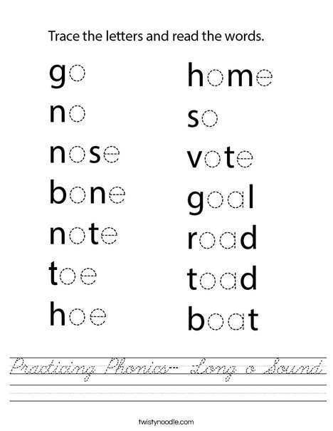 Practicing Phonics- Long o Sound Worksheet