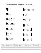 Practicing Phonics- Long o Sound Handwriting Sheet