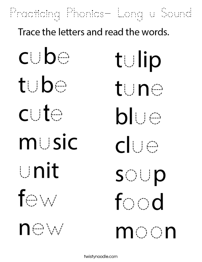 Practicing Phonics- Long u Sound Coloring Page