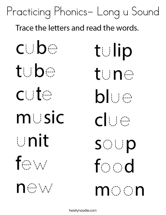 Practicing Phonics- Long u Sound Coloring Page