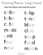 Practicing Phonics- Long u Sound Coloring Page