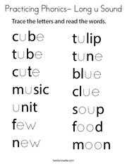 Practicing Phonics- Long u Sound Coloring Page