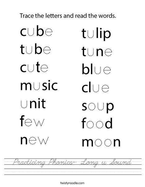 Practicing Phonics- Long u Sound Worksheet