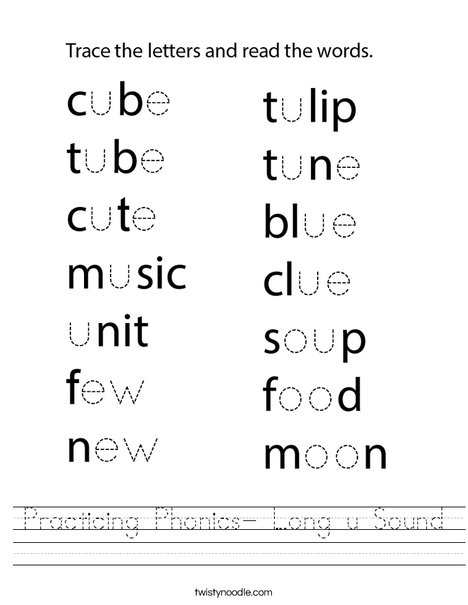 Practicing Phonics- Long u Sound Worksheet