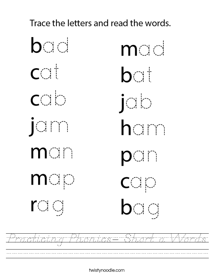 Practicing Phonics- Short a Words Worksheet