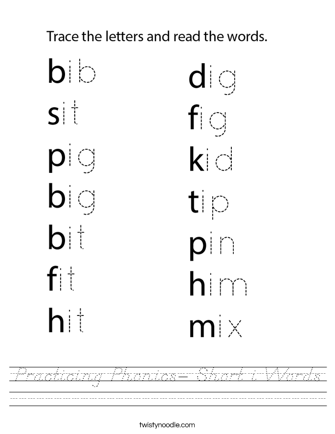 Practicing Phonics- Short i Words Worksheet