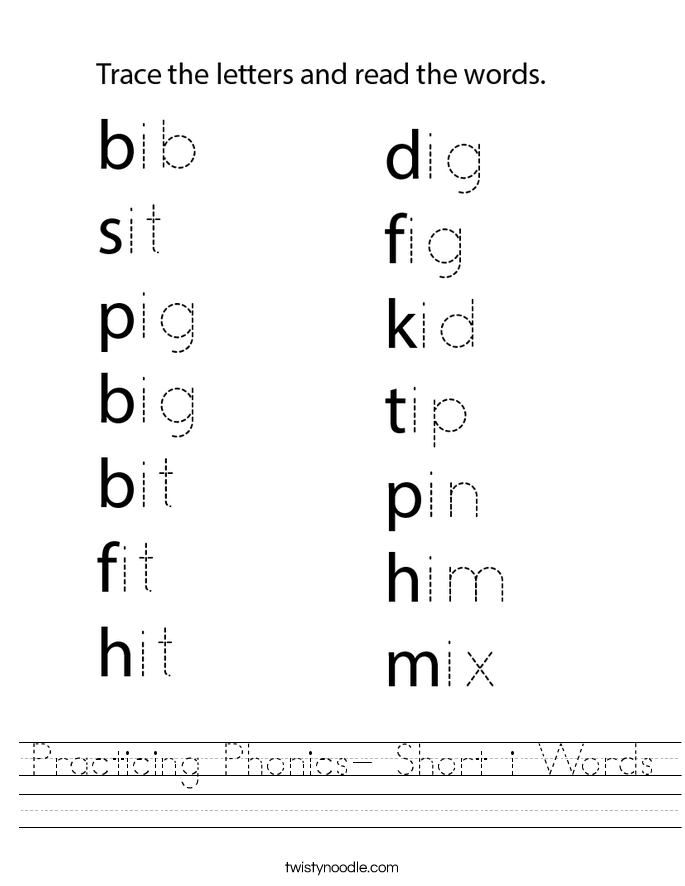 Practicing Phonics- Short i Words Worksheet