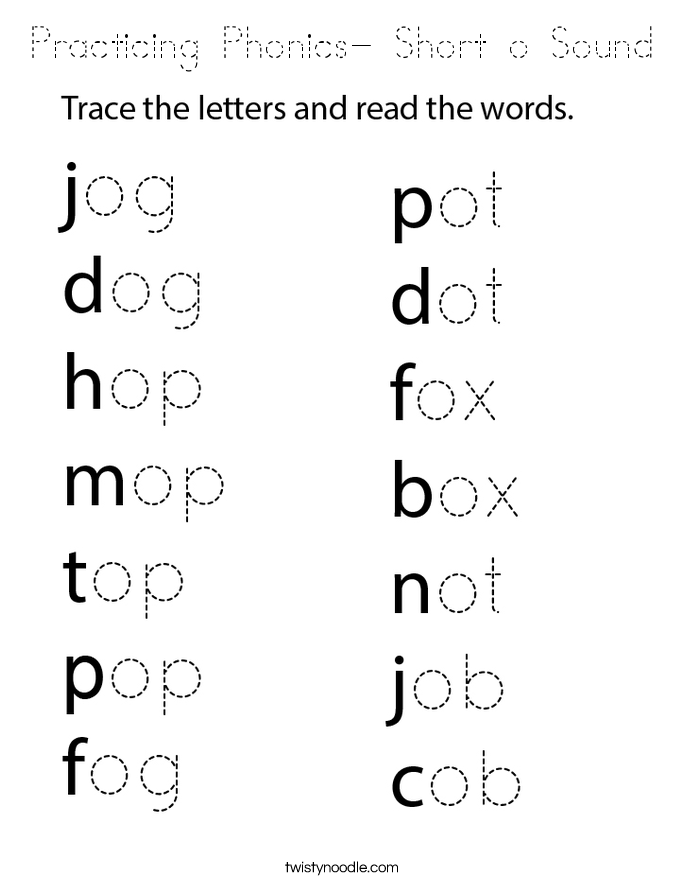 Practicing Phonics- Short o Sound Coloring Page