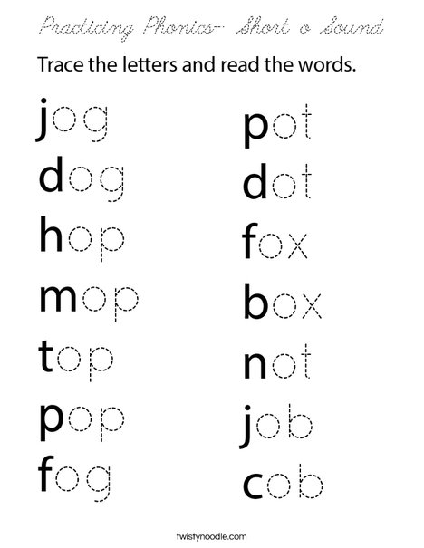 Practicing Phonics- Short o Sound Coloring Page