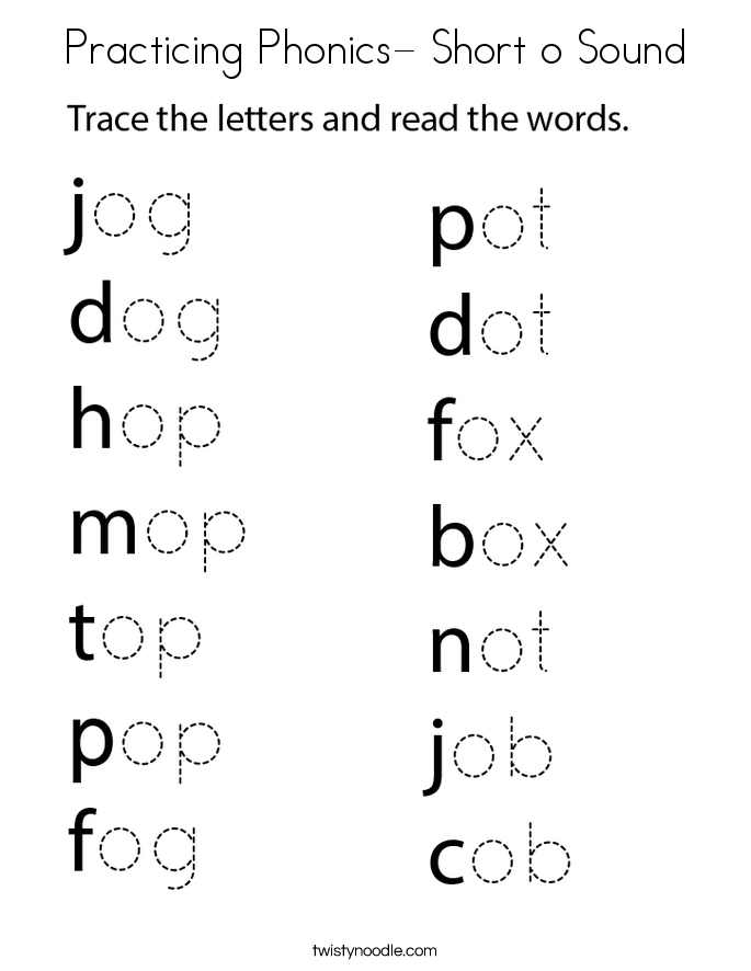 Practicing Phonics- Short o Sound Coloring Page