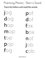 Practicing Phonics- Short o Sound Coloring Page