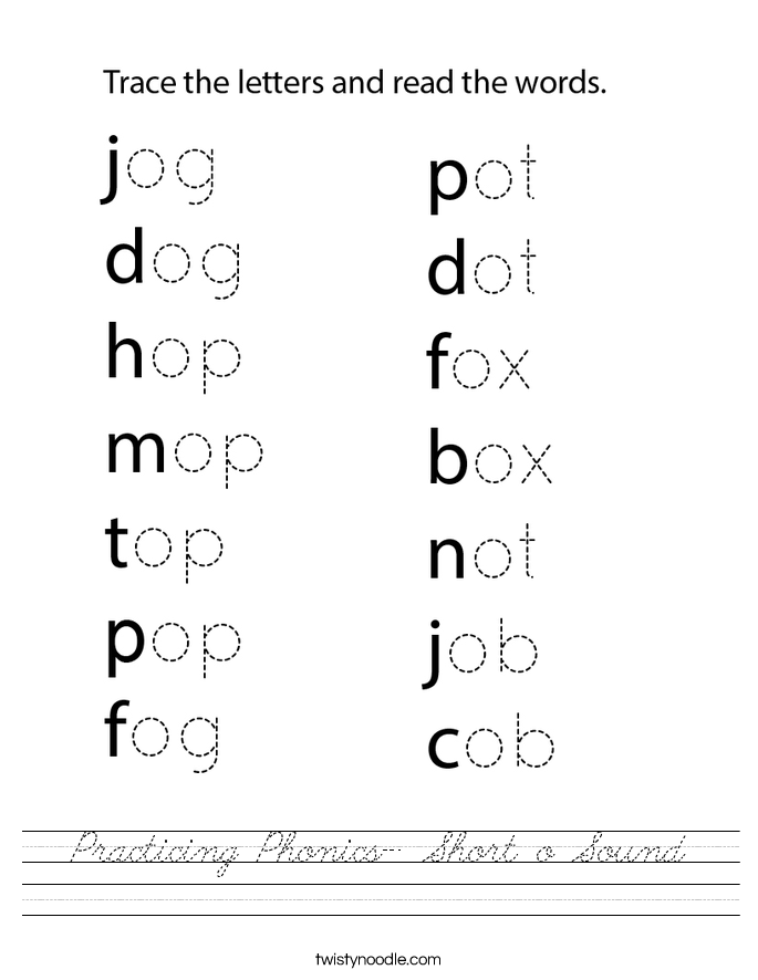 Practicing Phonics- Short o Sound Worksheet