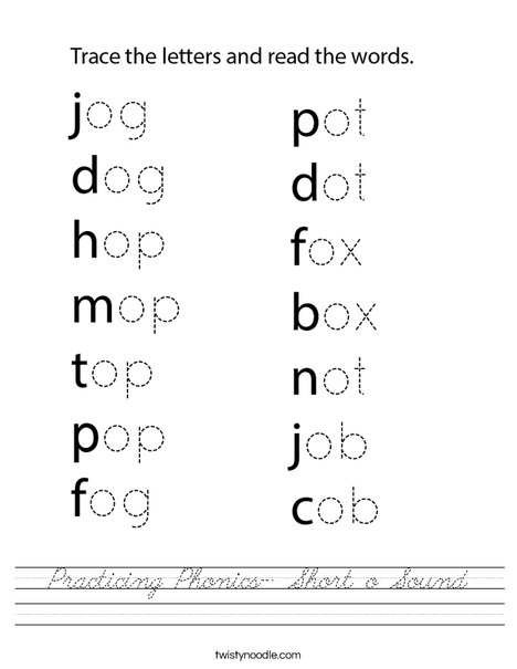 Practicing Phonics- Short o Sound Worksheet