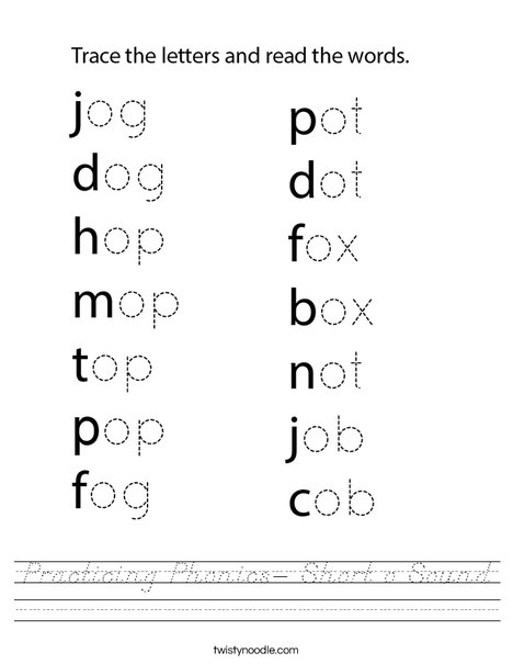 Practicing Phonics- Short o Sound Worksheet
