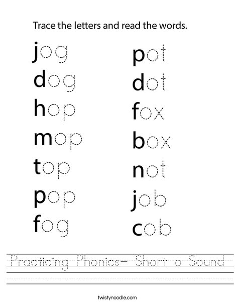 Practicing Phonics- Short o Sound Worksheet