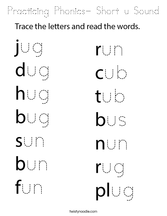 Practicing Phonics- Short u Sound Coloring Page