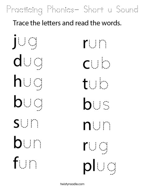 Practicing Phonics- Short u Sound Coloring Page