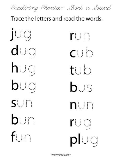 Practicing Phonics- Short u Sound Coloring Page