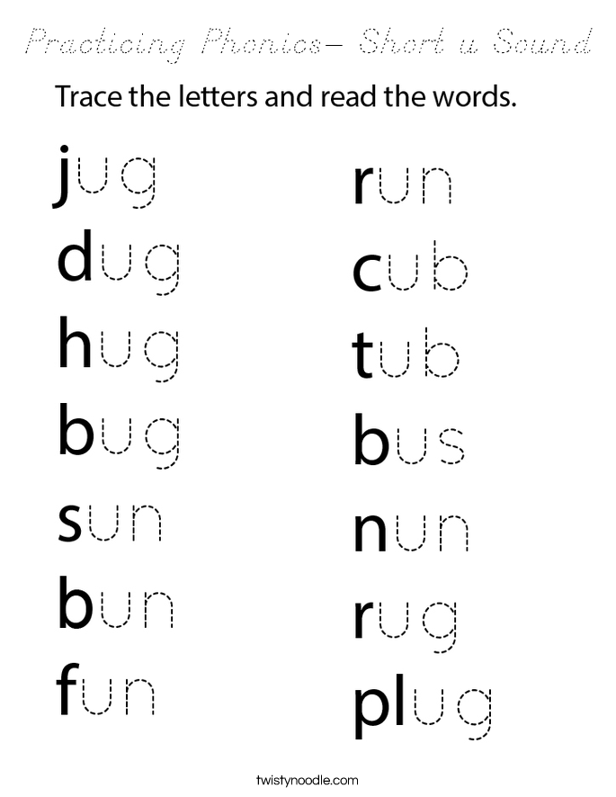 Practicing Phonics- Short u Sound Coloring Page