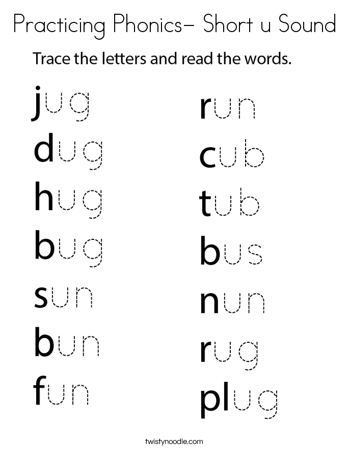 Practicing Phonics- Short u Sound Coloring Page