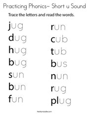 Practicing Phonics- Short u Sound Coloring Page