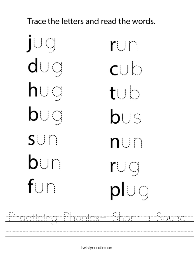 Practicing Phonics- Short u Sound Worksheet