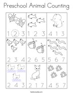 Preschool Animal Counting Coloring Page