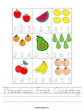 Preschool Fruit Counting Worksheet