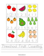 Preschool Fruit Counting Handwriting Sheet