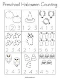 Preschool Halloween Counting Coloring Page