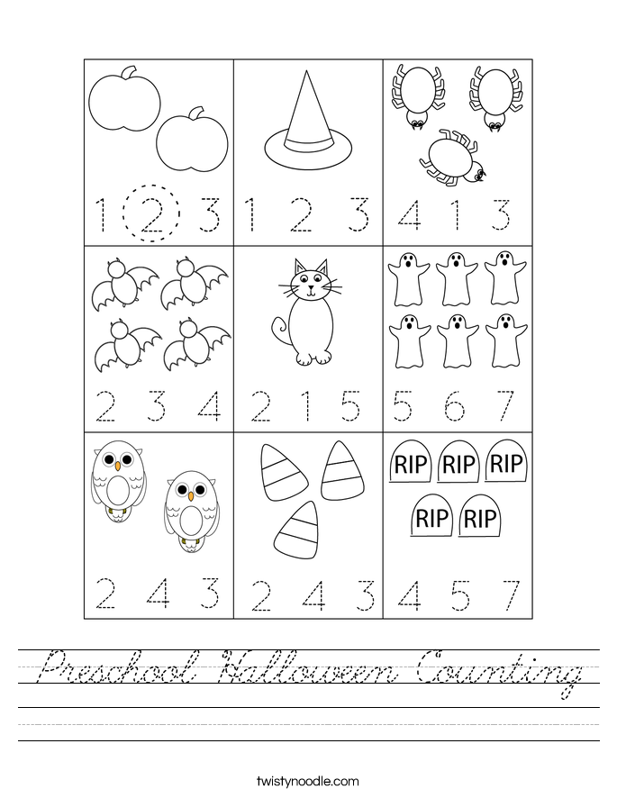 Preschool Halloween Counting Worksheet