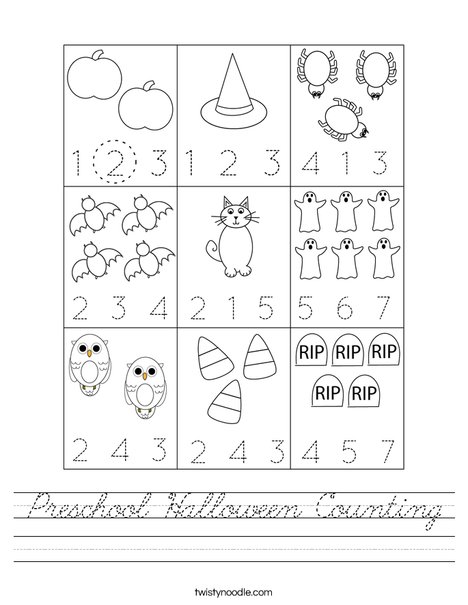 Preschool Halloween Counting Worksheet
