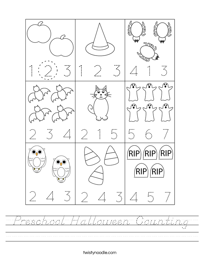 Preschool Halloween Counting Worksheet