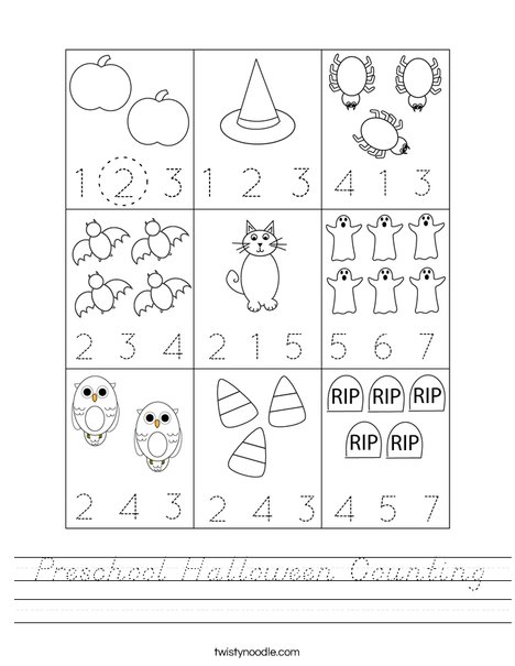 Preschool Halloween Counting Worksheet