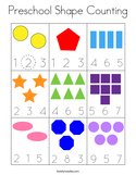 Preschool Shape Counting Coloring Page