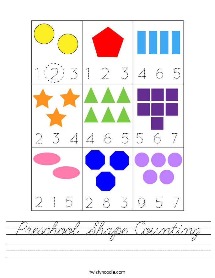 Preschool Shape Counting Worksheet