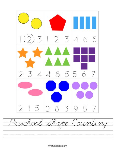 Preschool Shape Counting Worksheet