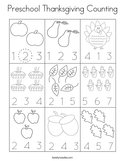 Preschool Thanksgiving Counting Coloring Page